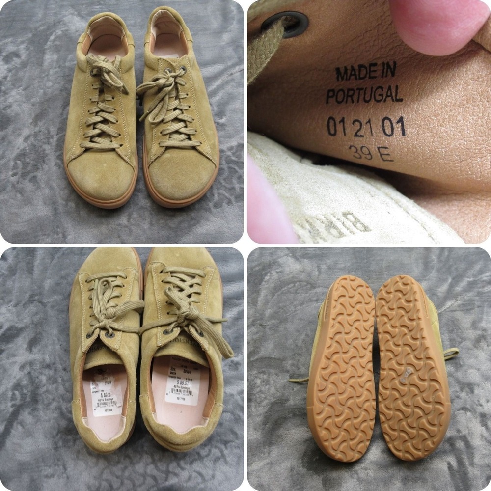 Birkenstock Bend Shoes Womens 8.5E Khaki Suede Leather Casual Lace-Up EU39 NEW